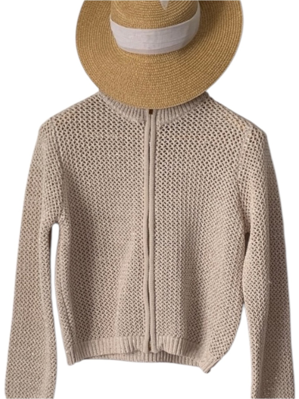 Women Elegant Greige Cream Knit Cardigan
